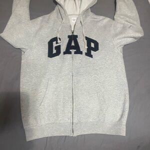 GAP Light Gray Hoodie with Navy Logo